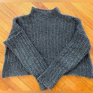 Aerie Mock Neck Grey Knitted Sweater